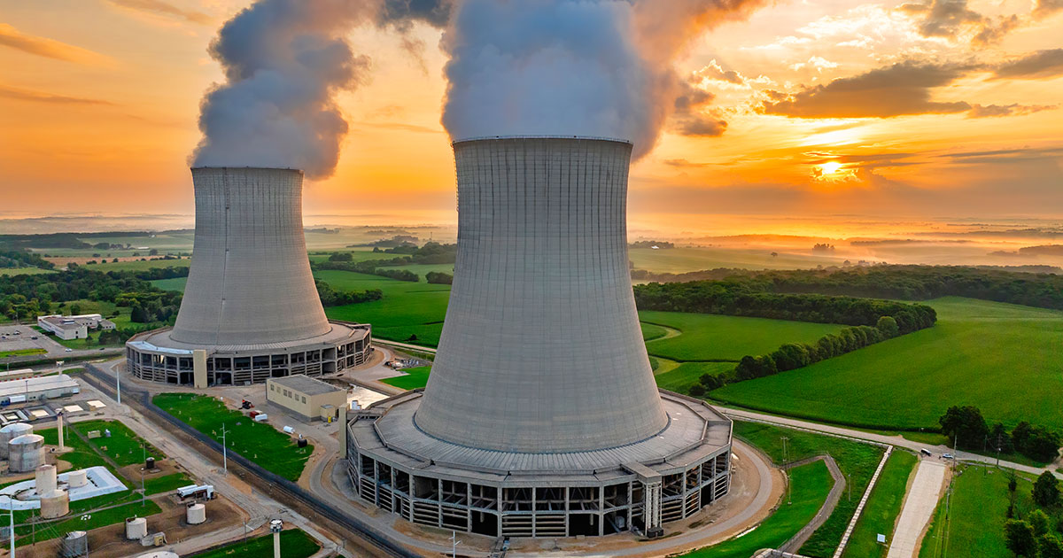 Cooling towers at a power station